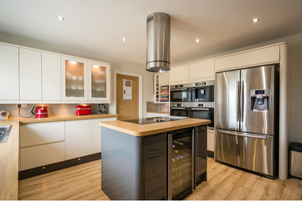 kitchen with chrome appliances